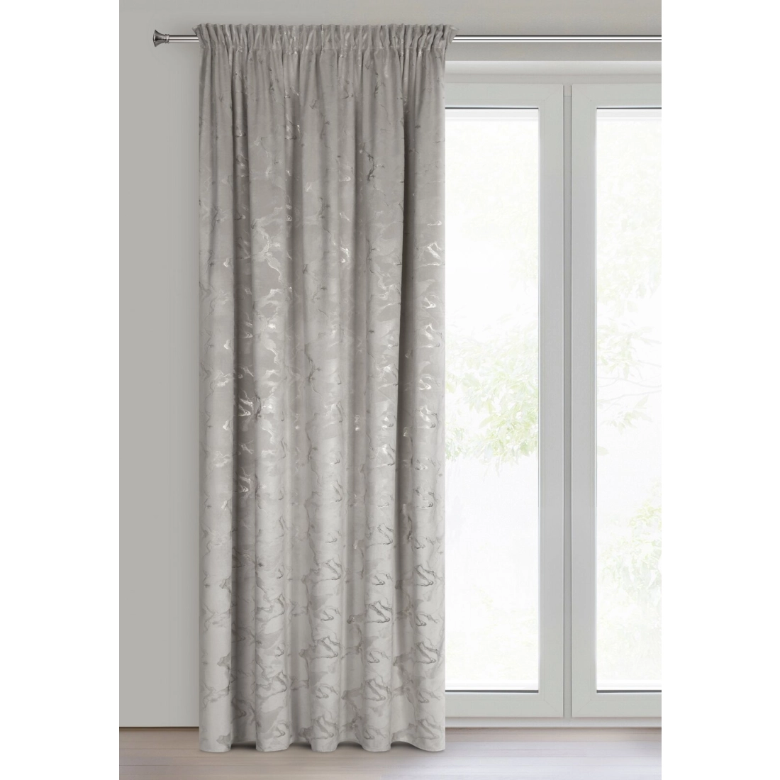 Záves 140x270 cm zamatový oceľový strieborný na riasiacu pásku RAJA