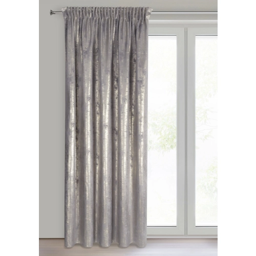 Záves 140x270 cm zamatový oceľový, zlatý na riasiacu pásku RENIA