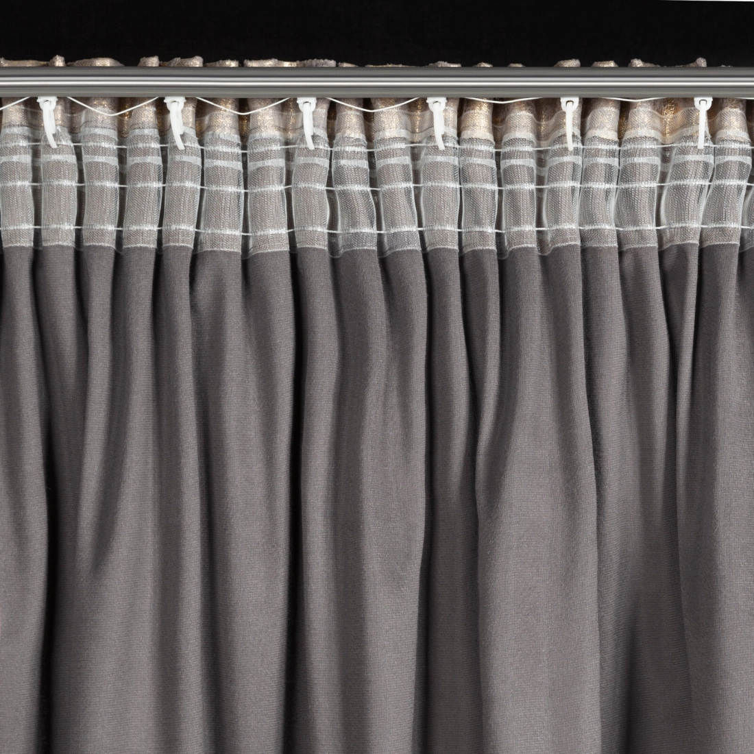 Záves 140x270 cm zamatový oceľový, zlatý na riasiacu pásku RENIA