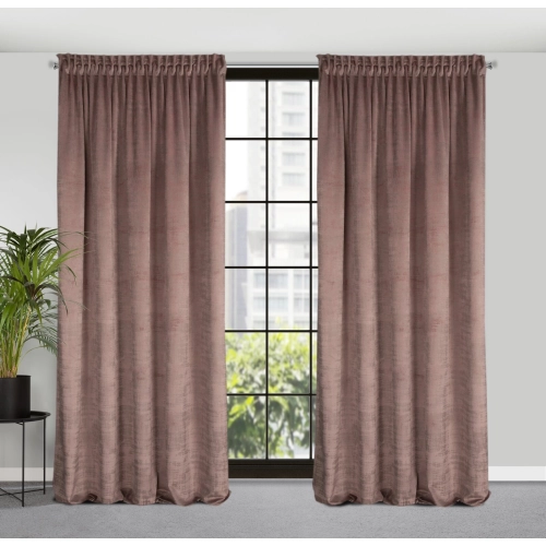 Závěs 140 × 270 cm sametový pudrově růžový na řasicí pásce AIR Diva Line