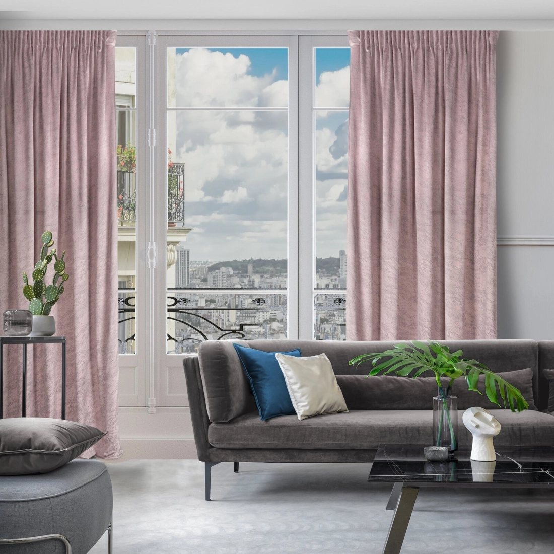 Záves 140x270 cm zamatový ružový na riasiacu pásku RIVA