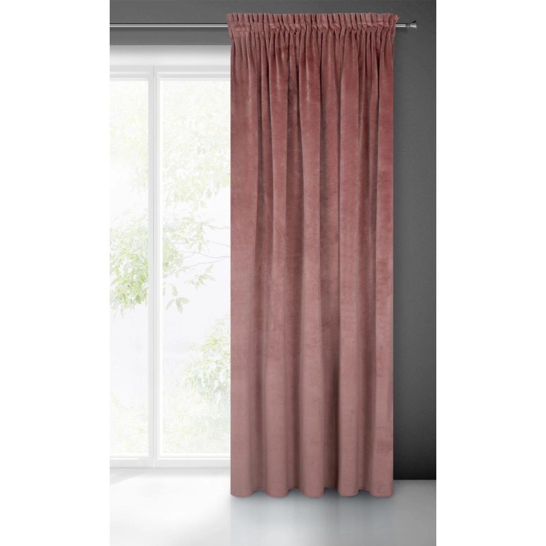 Záves 140x270 cm zamatový ružový na riasiacu pásku VILLA