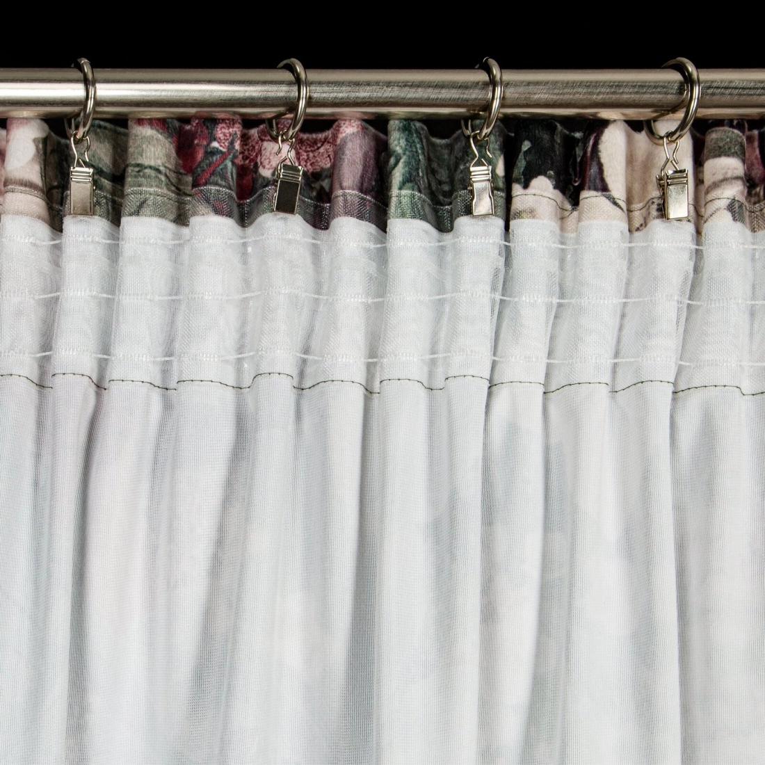 Závěs 140 x 270 cm sametový šedobéžový, růžový na řasicí pásku GLORY