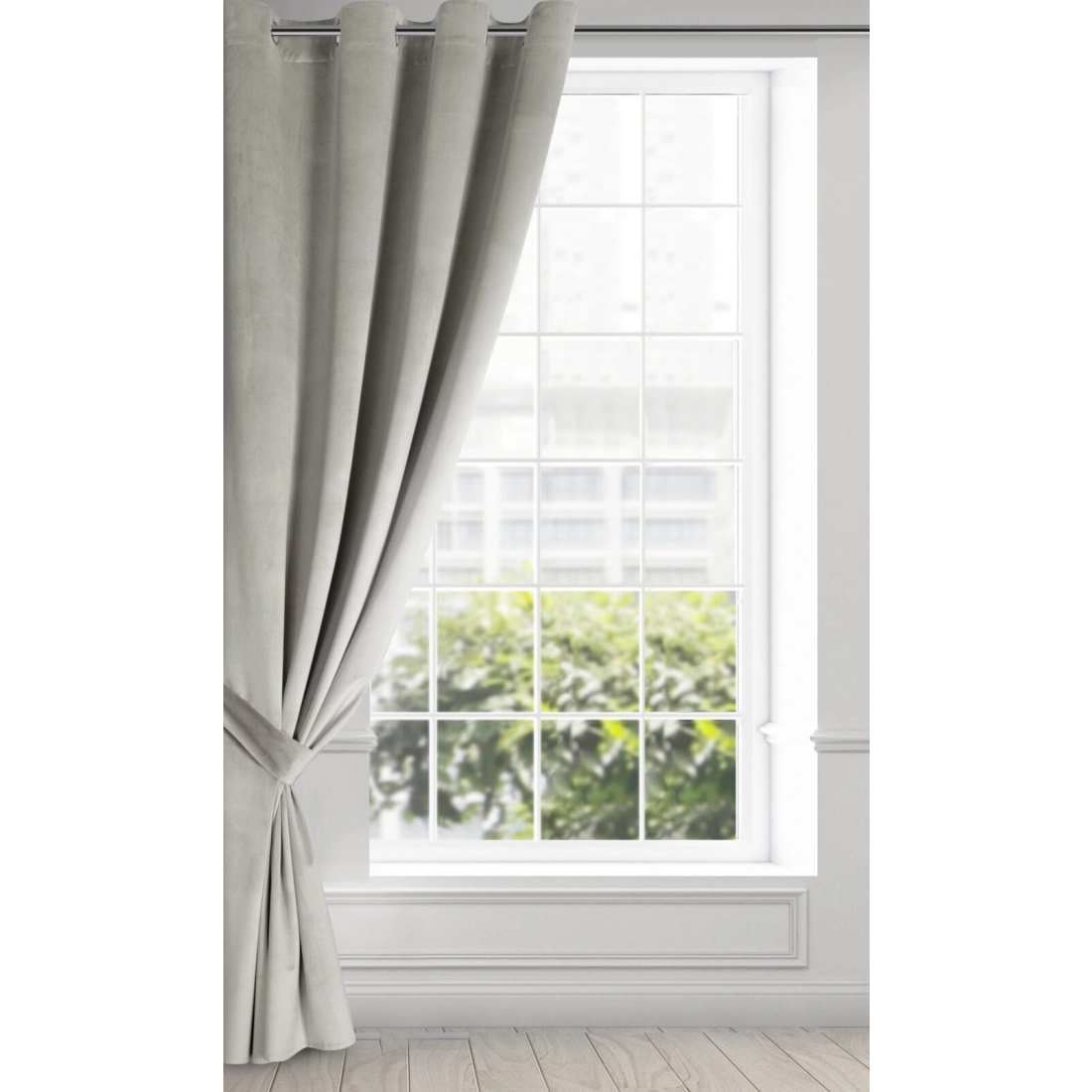 Záves 140x270 cm zamatový sivý na kovové krúžky ANTARA