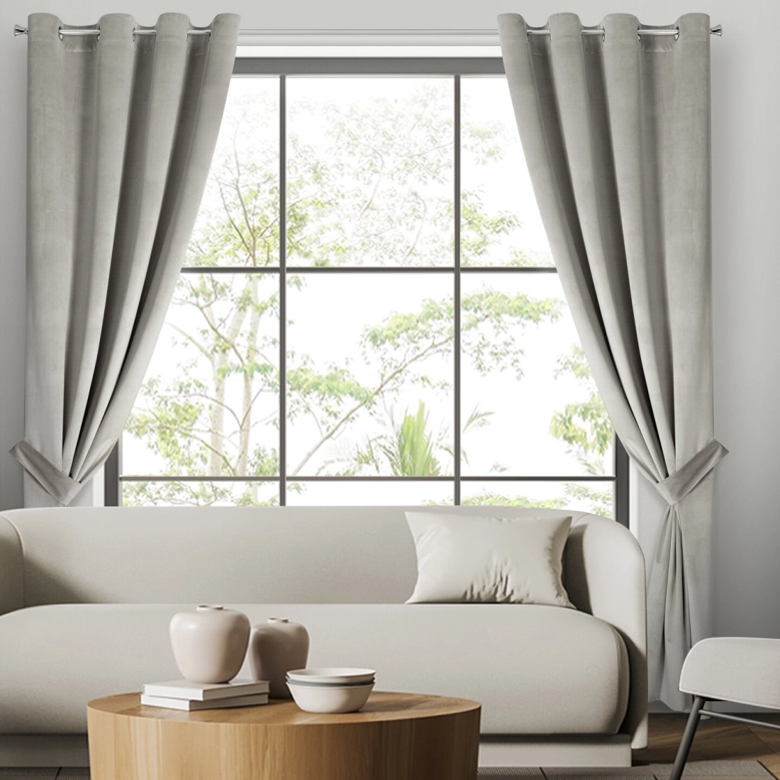 Záves 140x270 cm zamatový sivý na kovové krúžky ANTARA