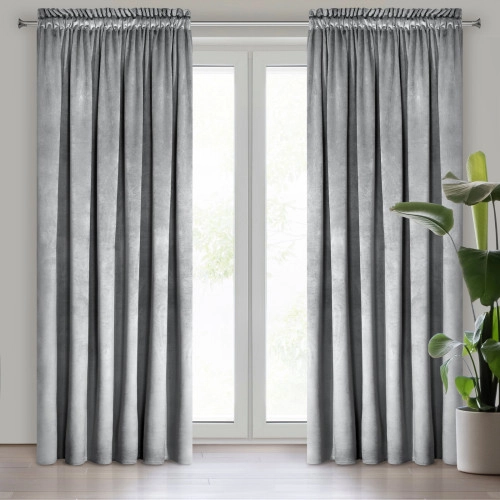 Záves 140x270 cm zamatový sivý na riasiacu pásku MELANIE