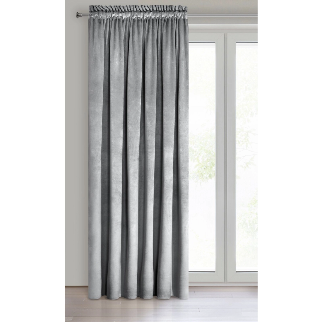 Záves 140x270 cm zamatový sivý na riasiacu pásku MELANIE