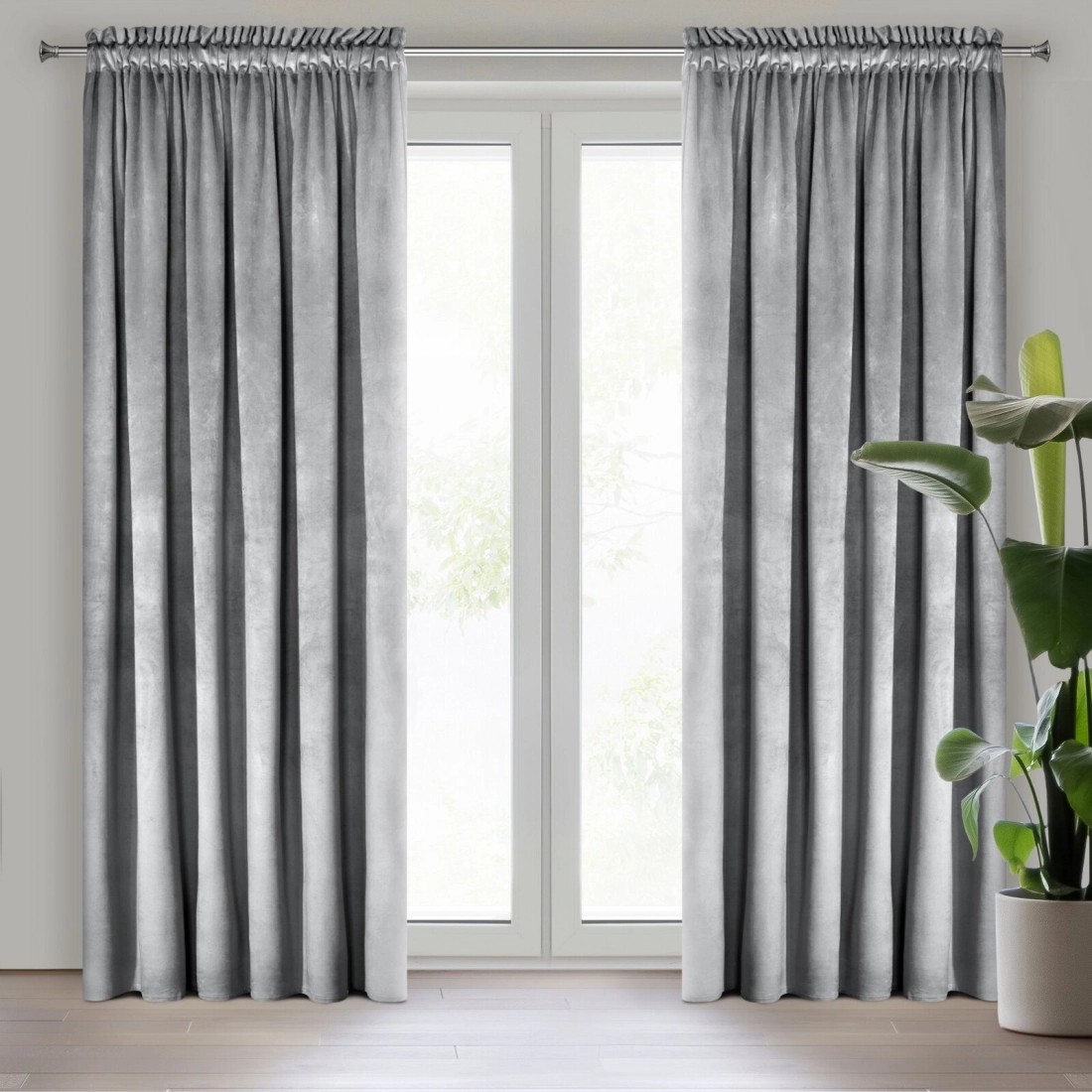 Záves 140x270 cm zamatový sivý na riasiacu pásku ROSA Design 91