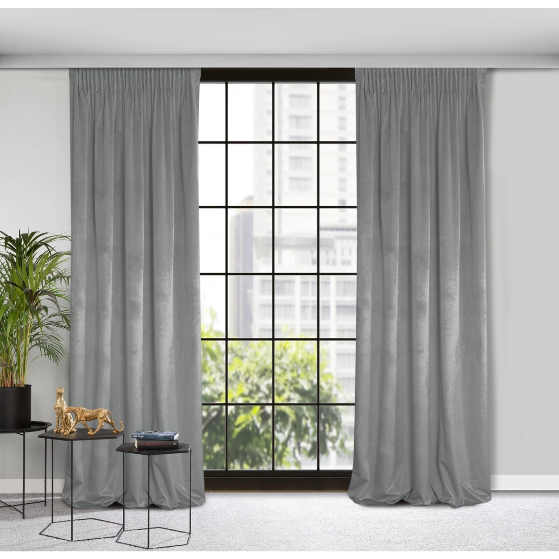 Záves 140x270 cm zamatový sivý na riasiacu pásku ROSA Design 91