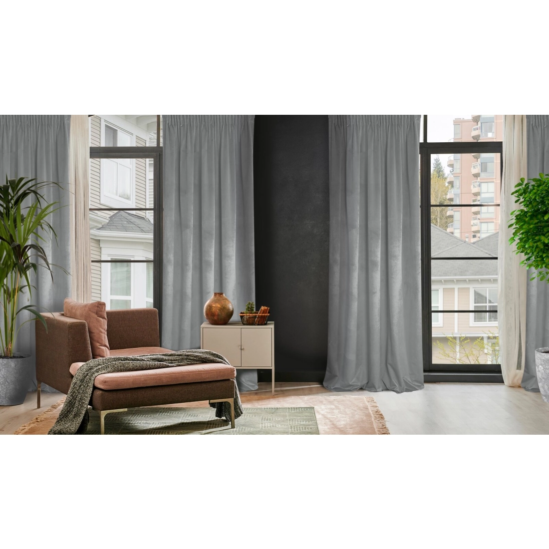 Záves 140x270 cm zamatový sivý na riasiacu pásku ROSA Design 91