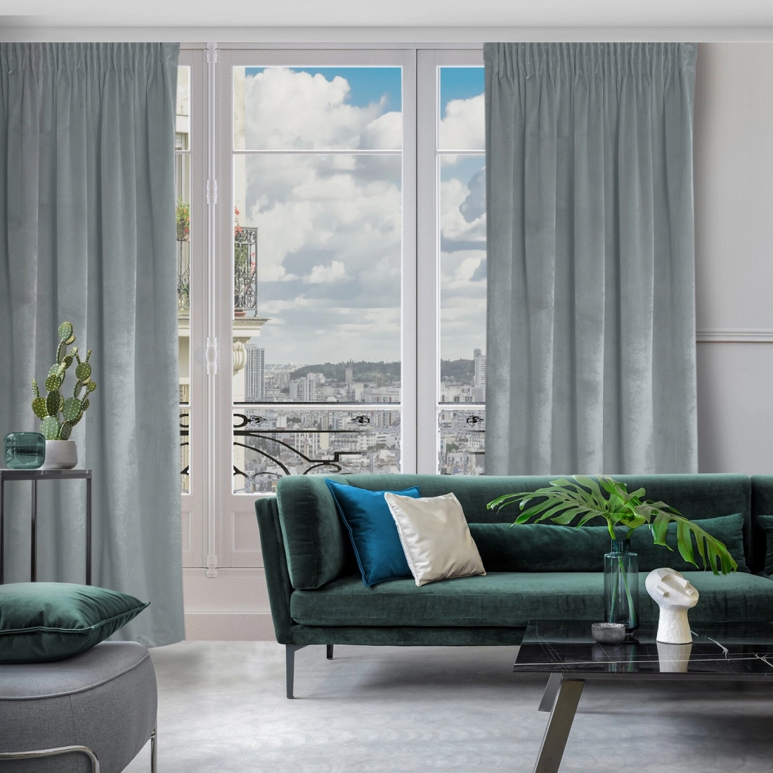 Záves 140x270 cm zamatový sivý na riasiacu pásku ROSA Design 91