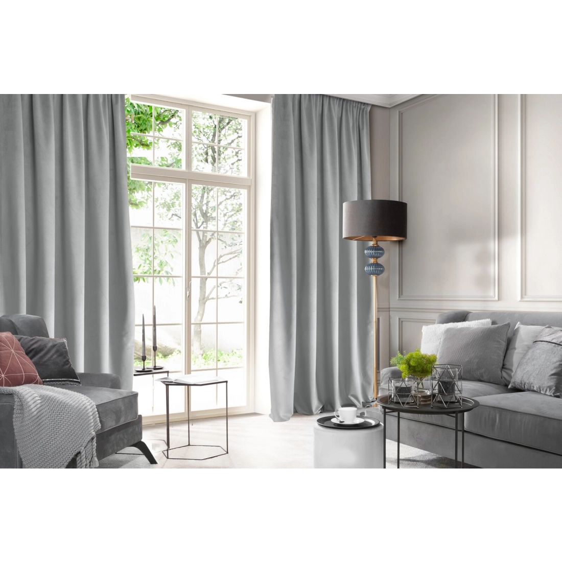 Záves 140x270 cm zamatový sivý na riasiacu pásku ROSA Design 91