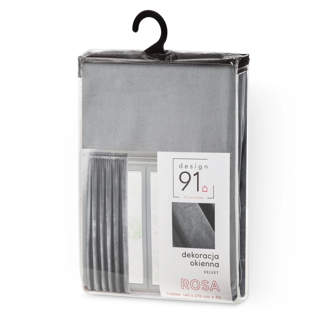 Záves 140x270 cm zamatový sivý na riasiacu pásku ROSA Design 91