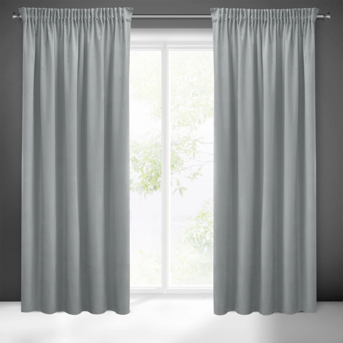 Sametový šedý závěs 140x270 cm na řasící pásku SIBEL Pierre Cardin