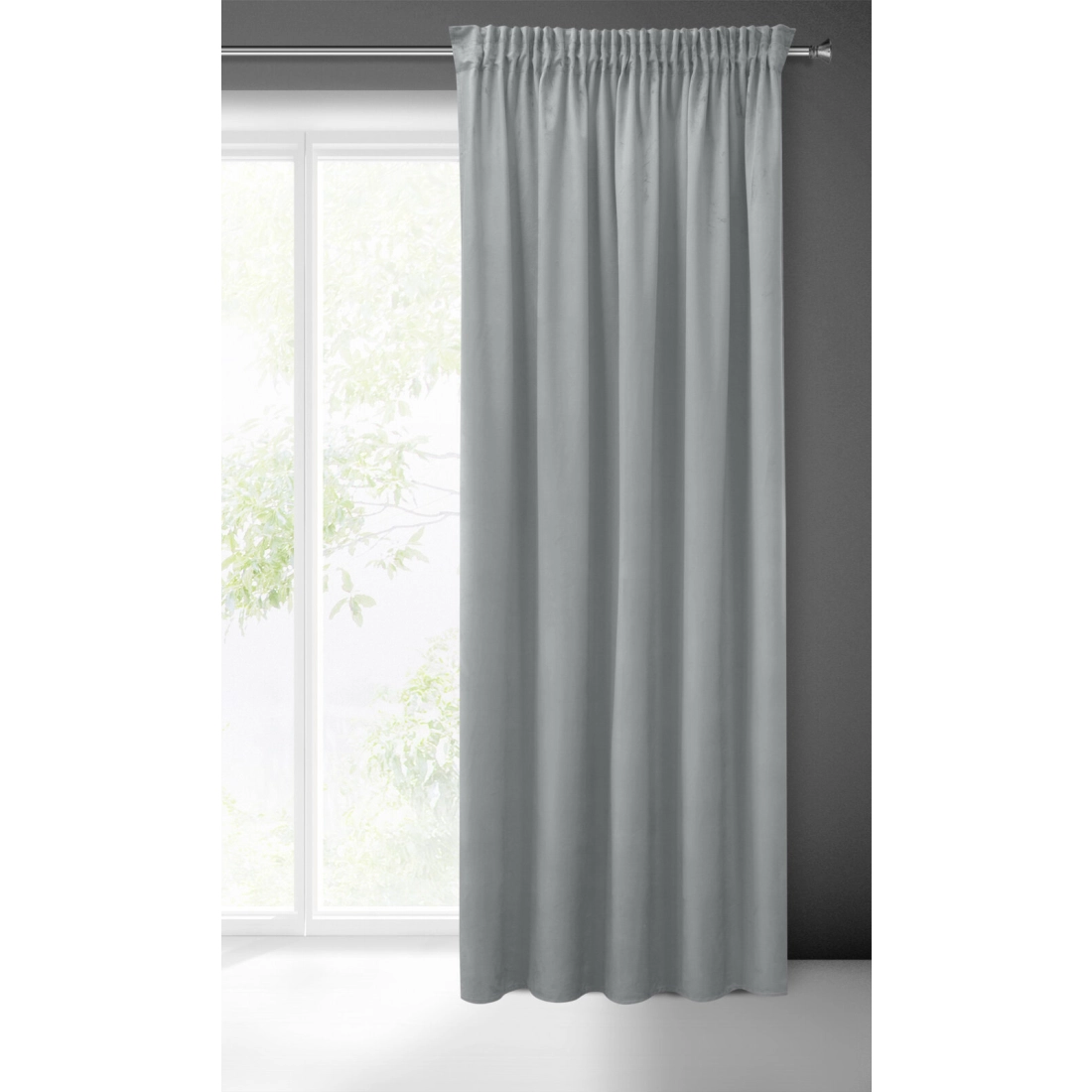 Sametový šedý závěs 140x270 cm na řasící pásku SIBEL Pierre Cardin