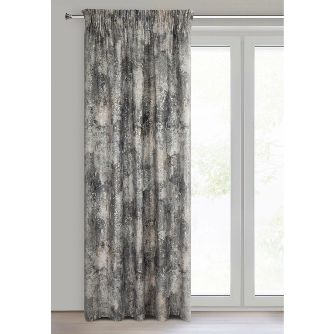 Záves 140x270 cm zamatový strieborno-béžový na riasiacu pásku ESTER