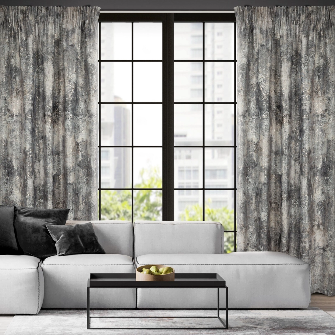 Záves 140x270 cm zamatový strieborno-béžový na riasiacu pásku ESTER