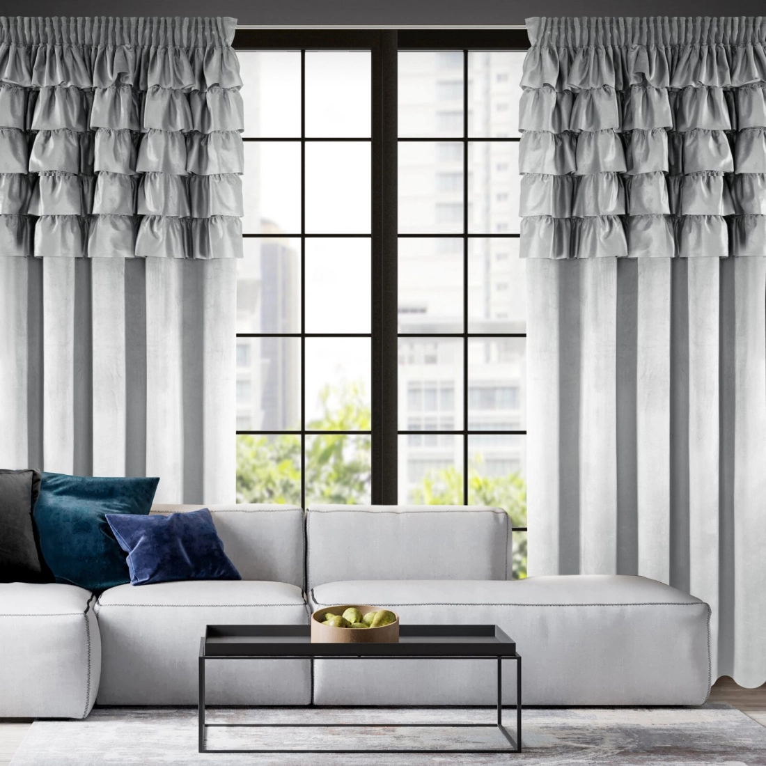 Záves 140x270 cm zamatový strieborný na riasiacu pásku AURA