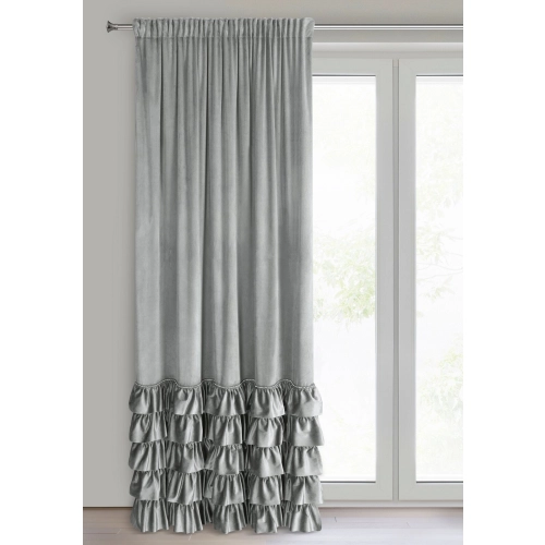 Záves 140x270 cm zamatový strieborný na riasiacu pásku CARLI