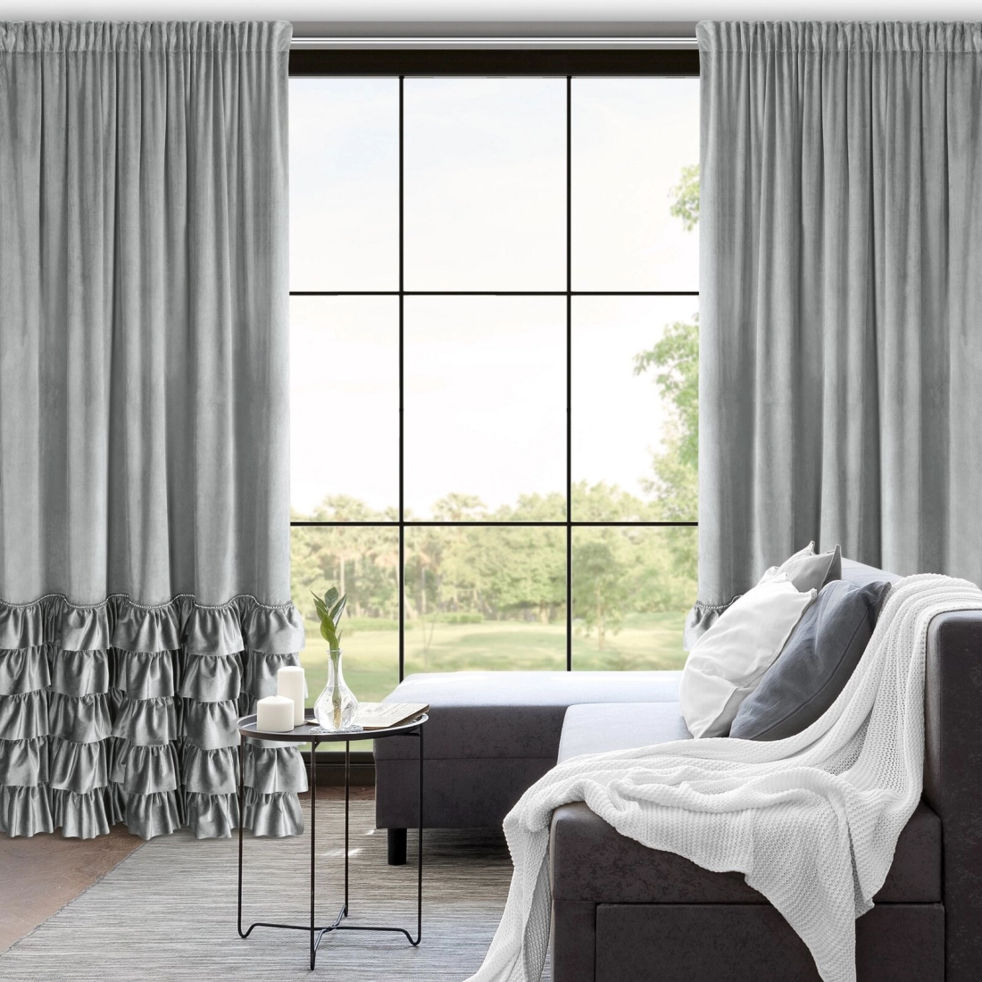 Záves 140x270 cm zamatový strieborný na riasiacu pásku CARLI