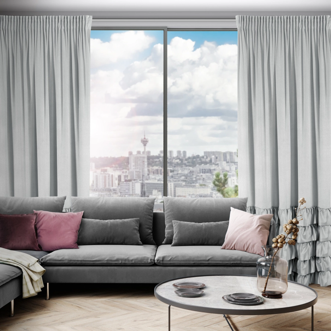 Záves 140x270 cm zamatový strieborný na riasiacu pásku DANI