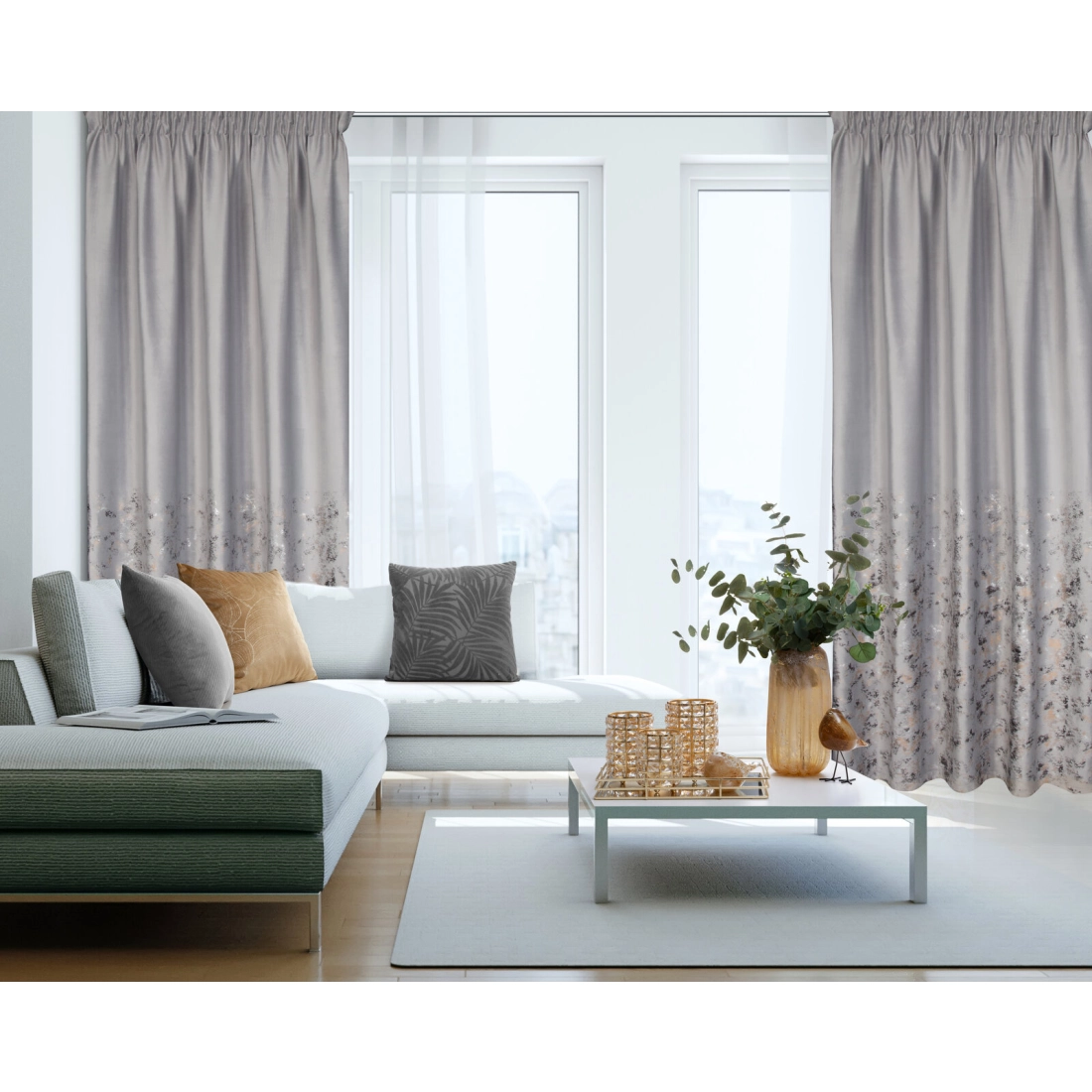 Záves 140x270 cm zamatový strieborný šampanský na riasiacu pásku MARIELA