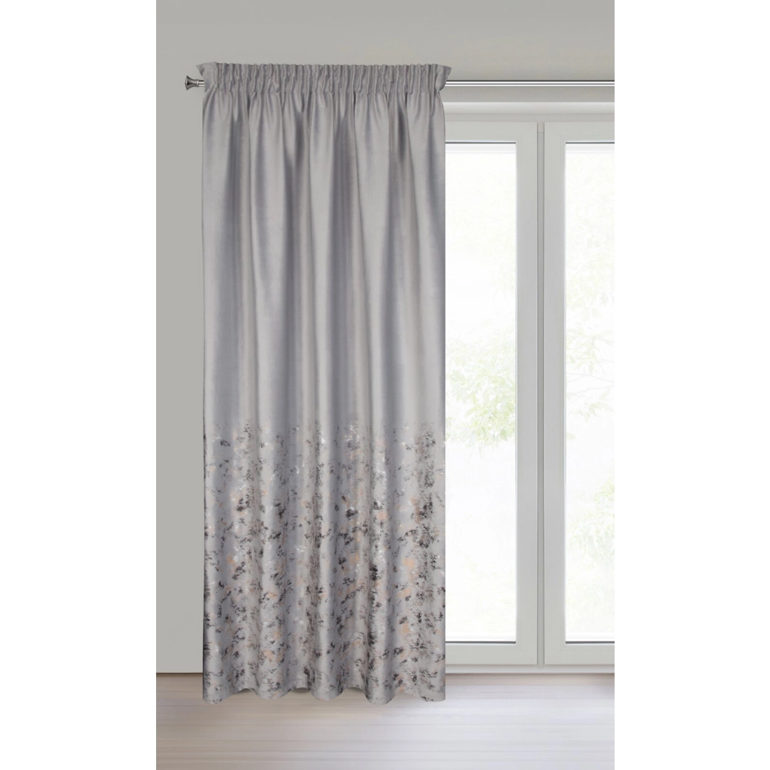 Záves 140x270 cm zamatový strieborný šampanský na riasiacu pásku MARIELA