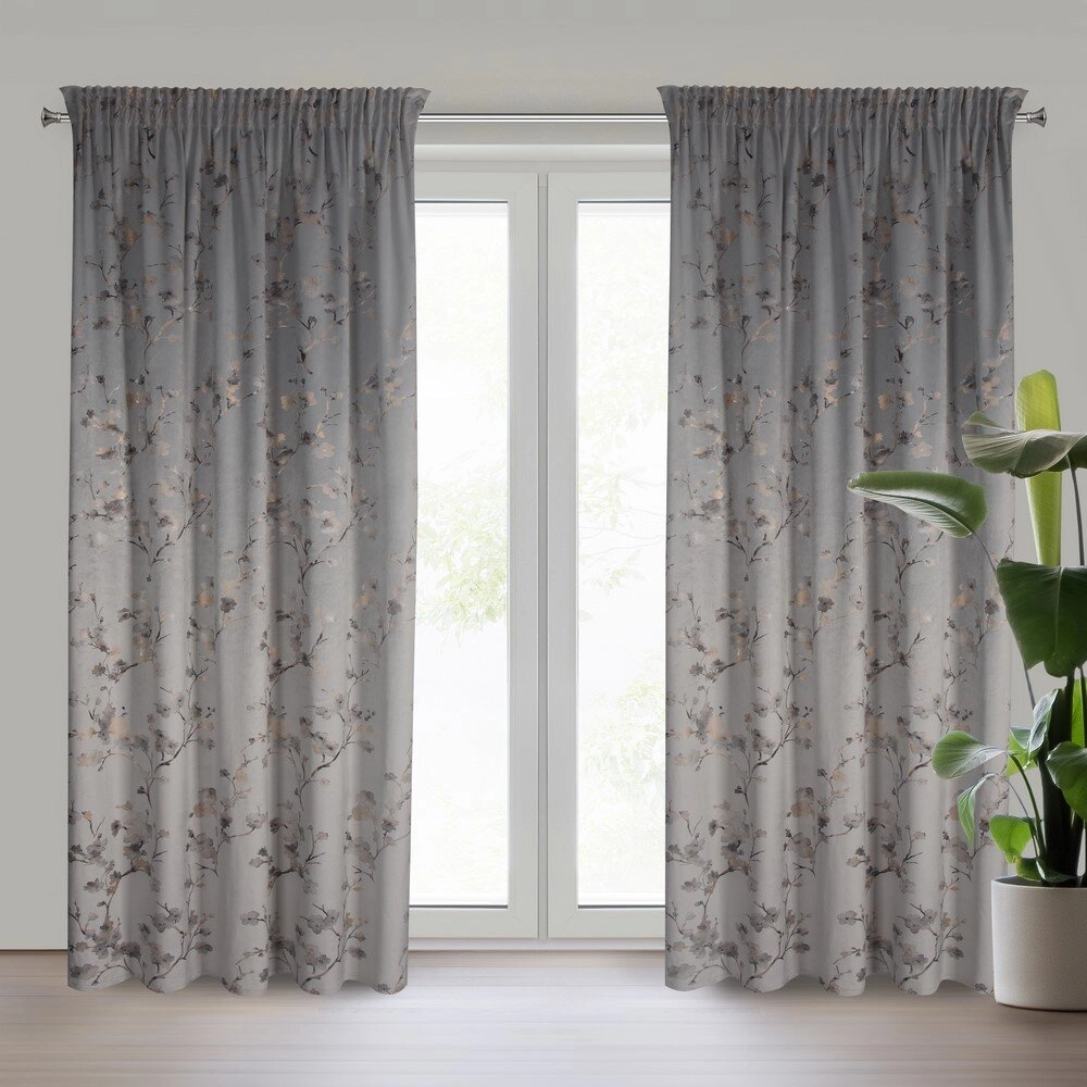 Záves 140x270 cm zamatový strieborný šampanský na riasiacu pásku SELENA