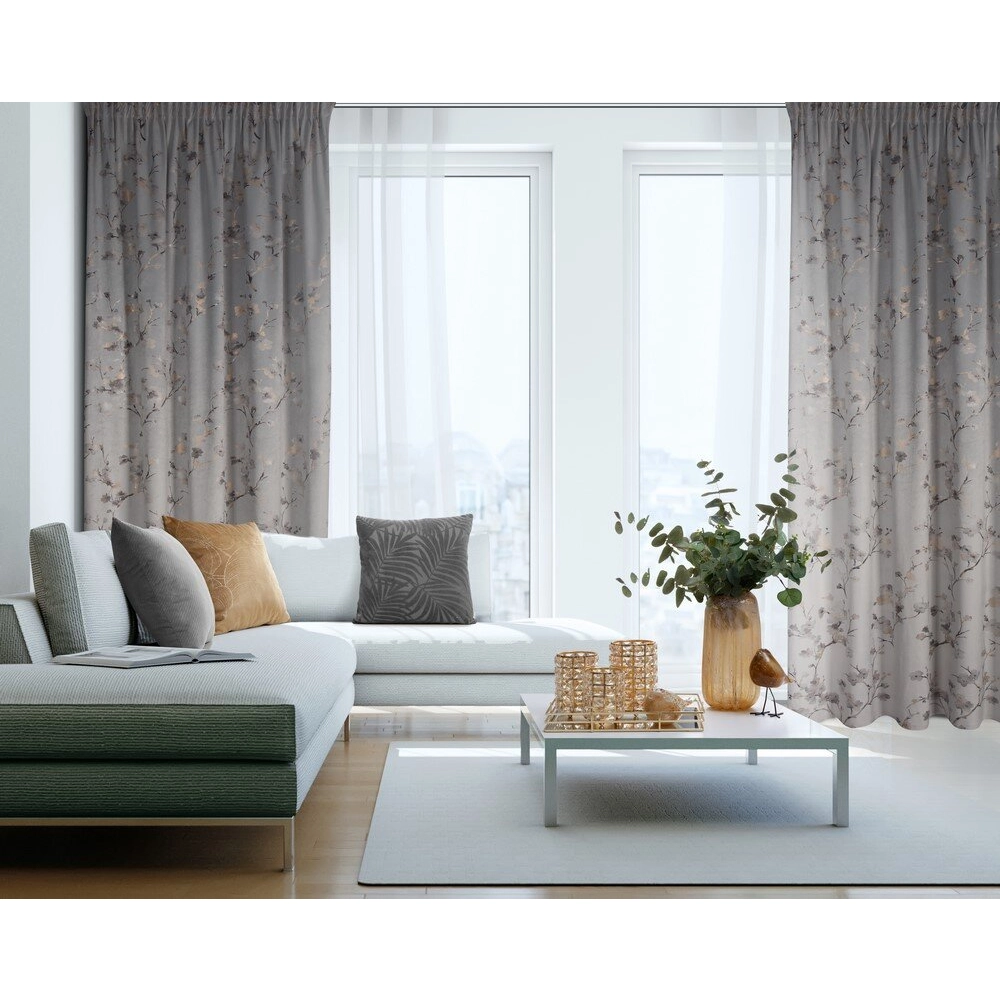 Záves 140x270 cm zamatový strieborný šampanský na riasiacu pásku SELENA