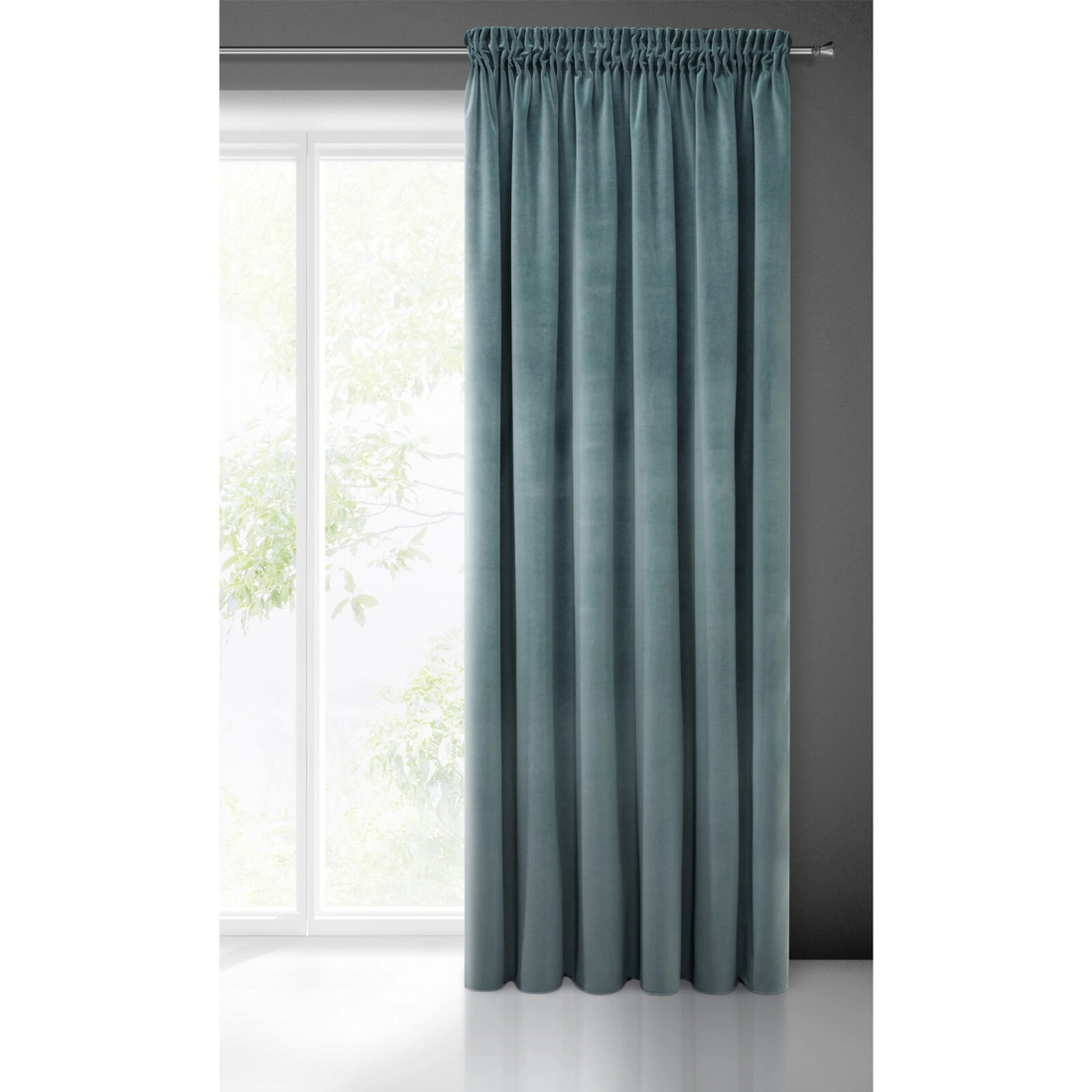 Záves 140x270 cm zamatový svetlomodrý na riasiacu pásku KRISTI