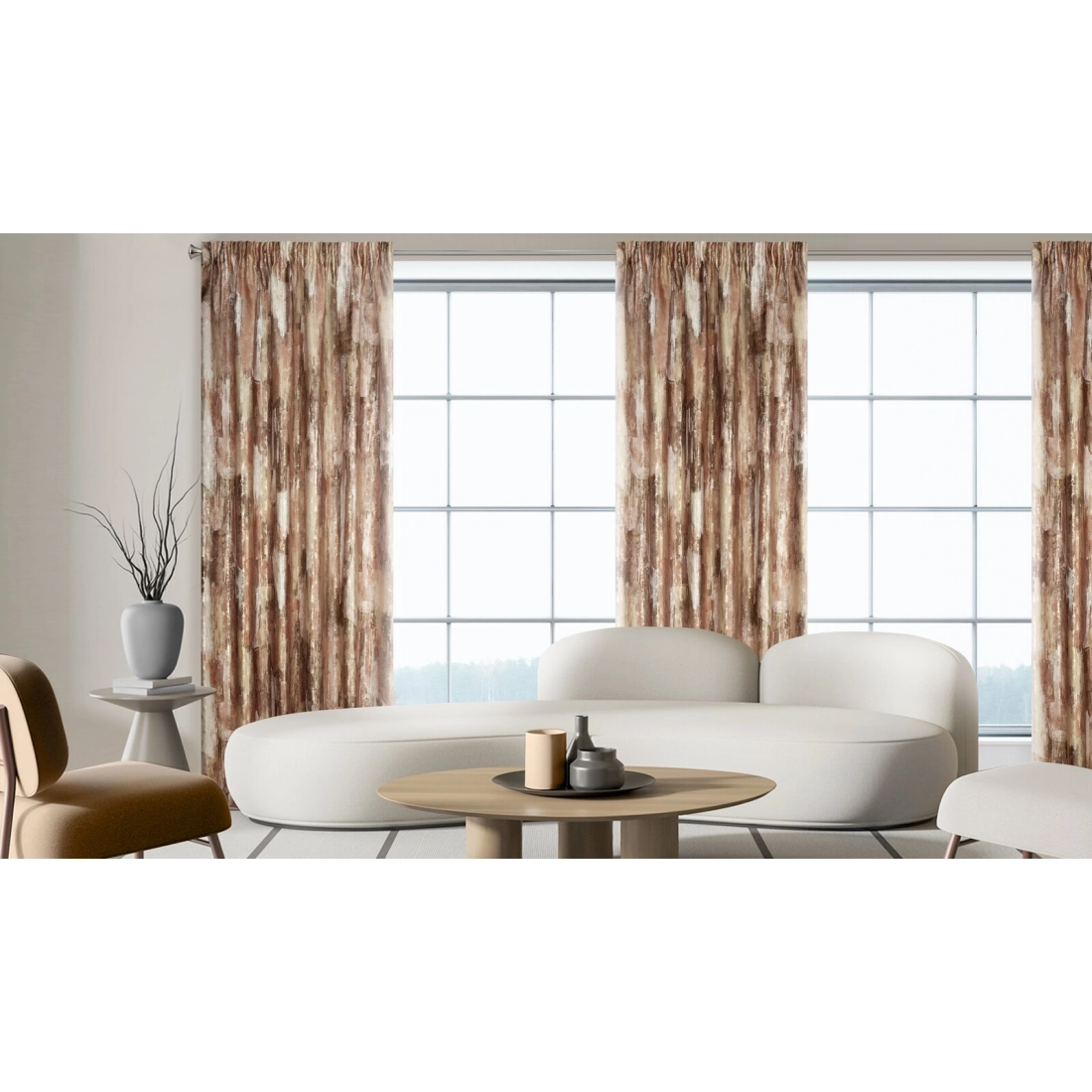 Záves 140x270 cm zamatový tehlový so zlatým mramorovým vzorom na riasiacu pásku ELLA