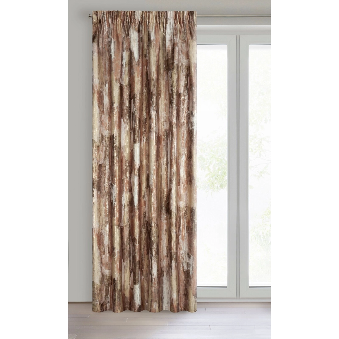 Záves 140x270 cm zamatový tehlový so zlatým mramorovým vzorom na riasiacu pásku ELLA