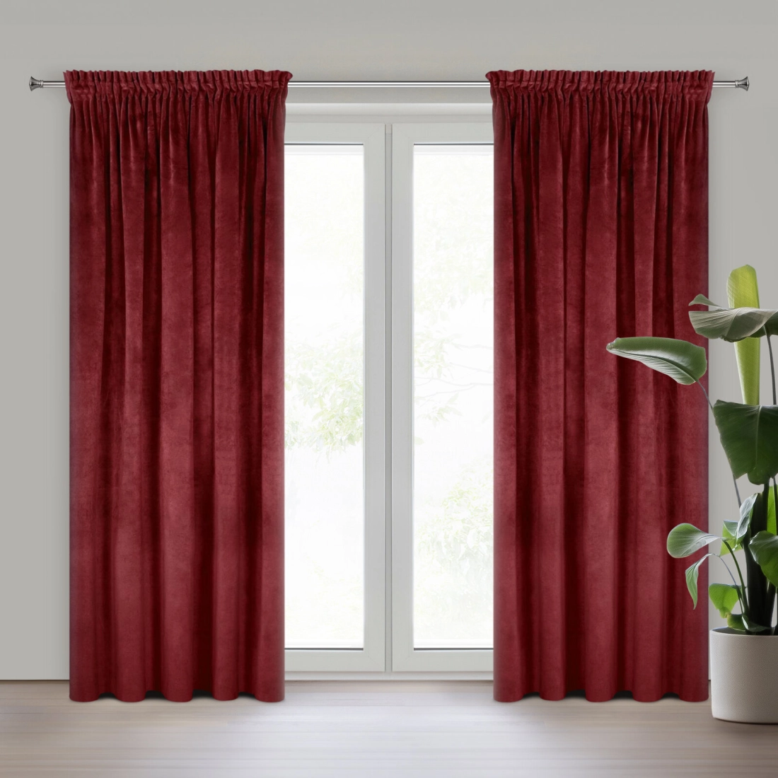 Záves 140x270 cm zamatový tmavobordový na riasiacu pásku VILLA