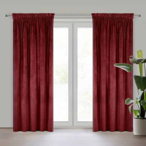 Záves 140x270 cm zamatový tmavobordový na riasiacu pásku VILLA