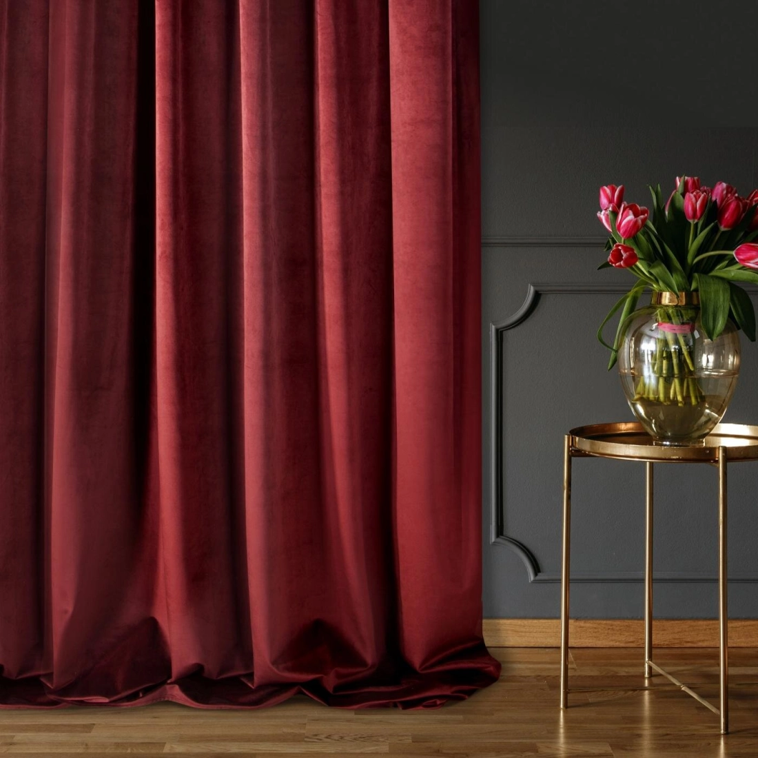 Záves 140x270 cm zamatový tmavobordový na riasiacu pásku VILLA