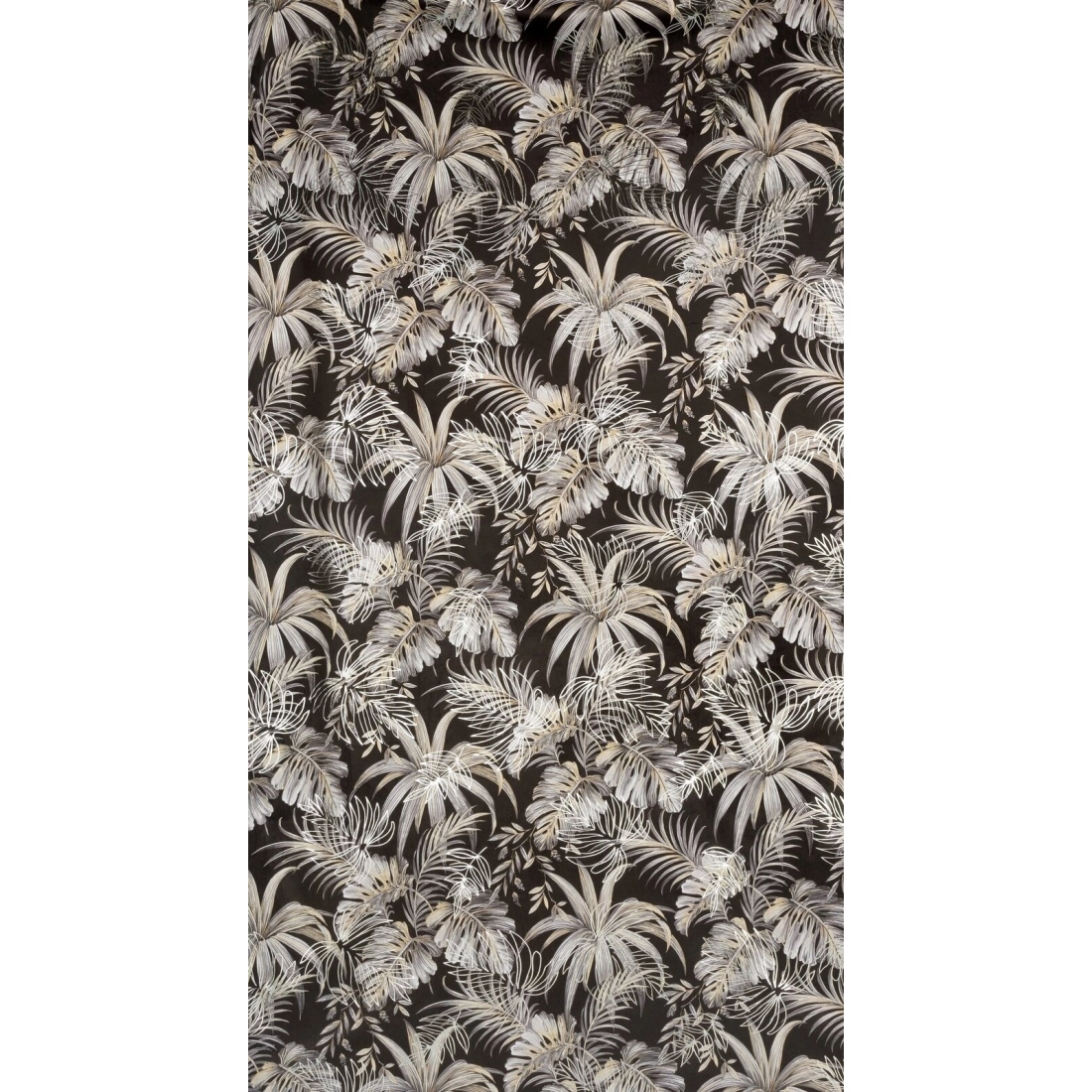 Záves 140x270 cm zamatový tmavohnedý so striebornými listami na riasiacu pásku RODOS