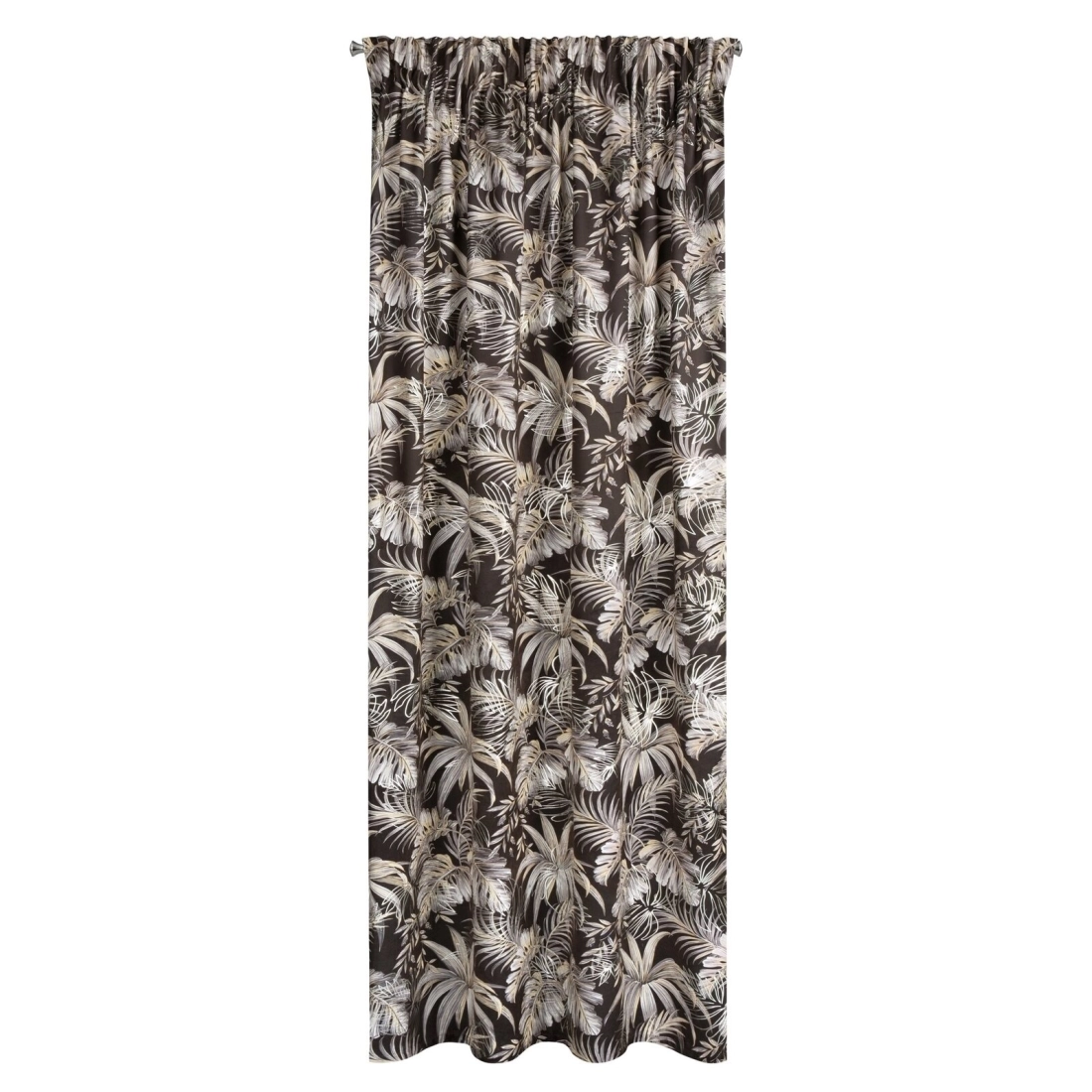 Záves 140x270 cm zamatový tmavohnedý so striebornými listami na riasiacu pásku RODOS