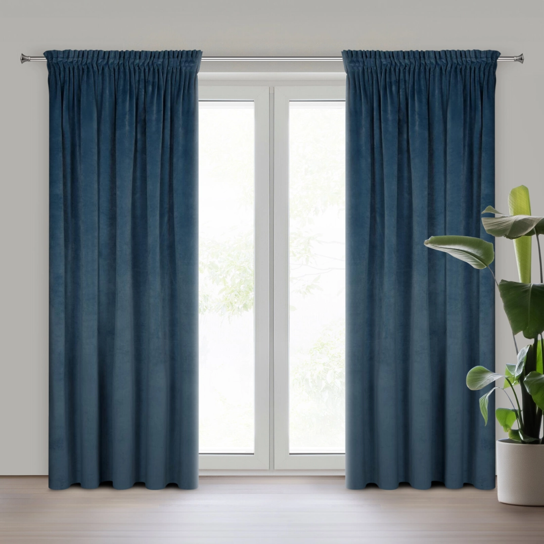 Záves 140x270 cm zamatový tmavomodrý na riasiacu pásku RIA Diva Line