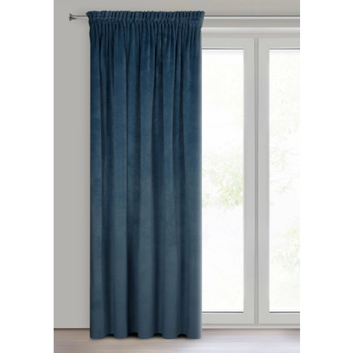 Záves 140x270 cm zamatový tmavomodrý na riasiacu pásku RIA Diva Line