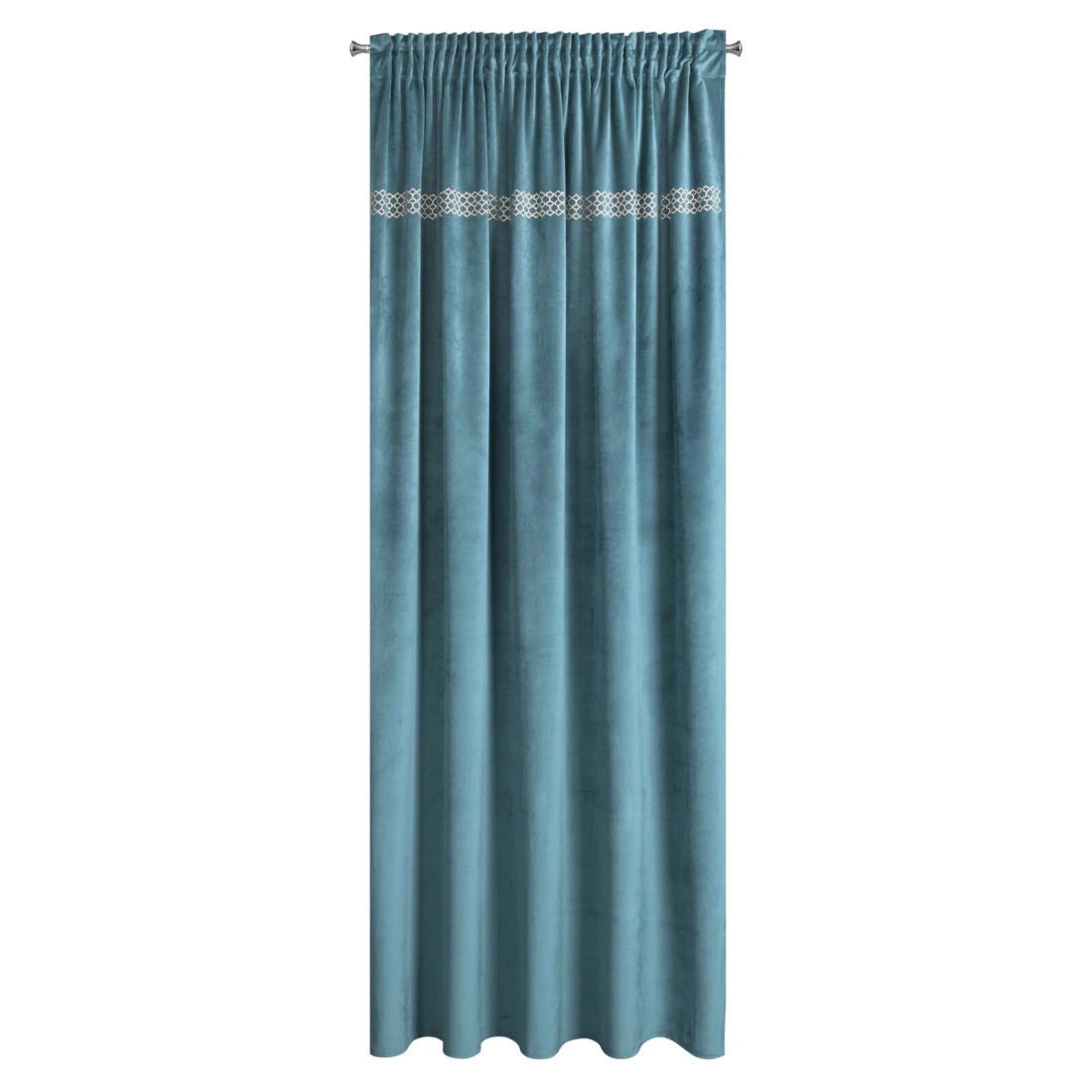 Záves 140x270 cm zamatový tmavotyrkysový, svetlozlatý na riasiacu pásku JOVITA - Diva Line