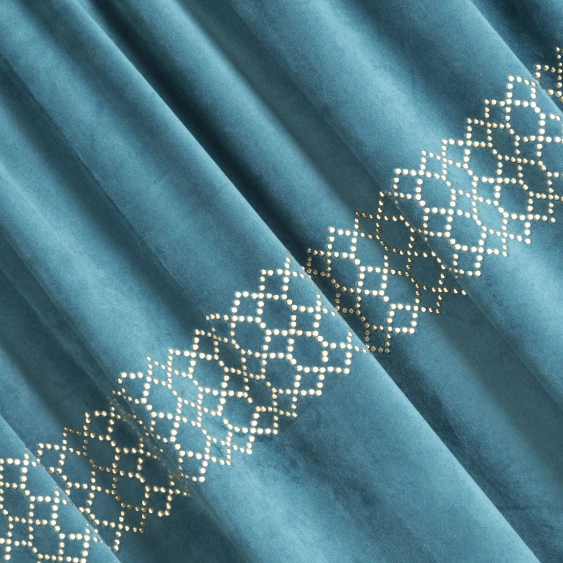 Záves 140x270 cm zamatový tmavotyrkysový, svetlozlatý na riasiacu pásku JOVITA - Diva Line