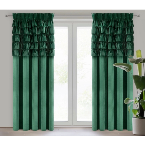 Záves 140x270 cm zamatový tmavozelený na riasiacu pásku AURA