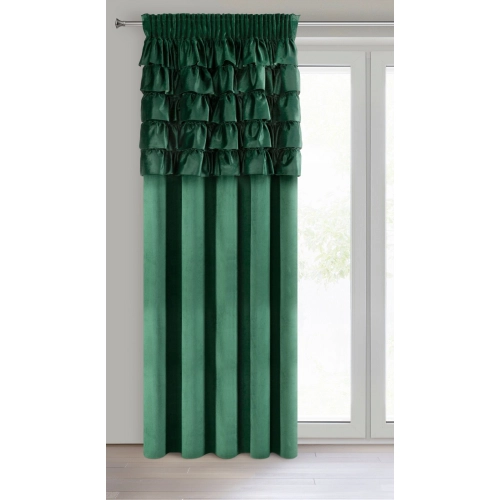 Záves 140x270 cm zamatový tmavozelený na riasiacu pásku AURA