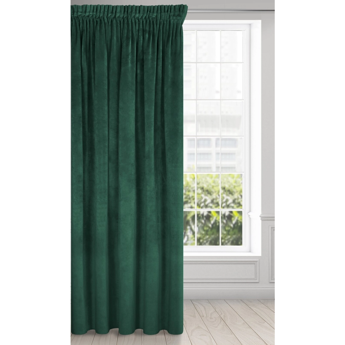 Záves 140x270 cm zamatový tmavozelený na riasiacu pásku RIA Diva Line
