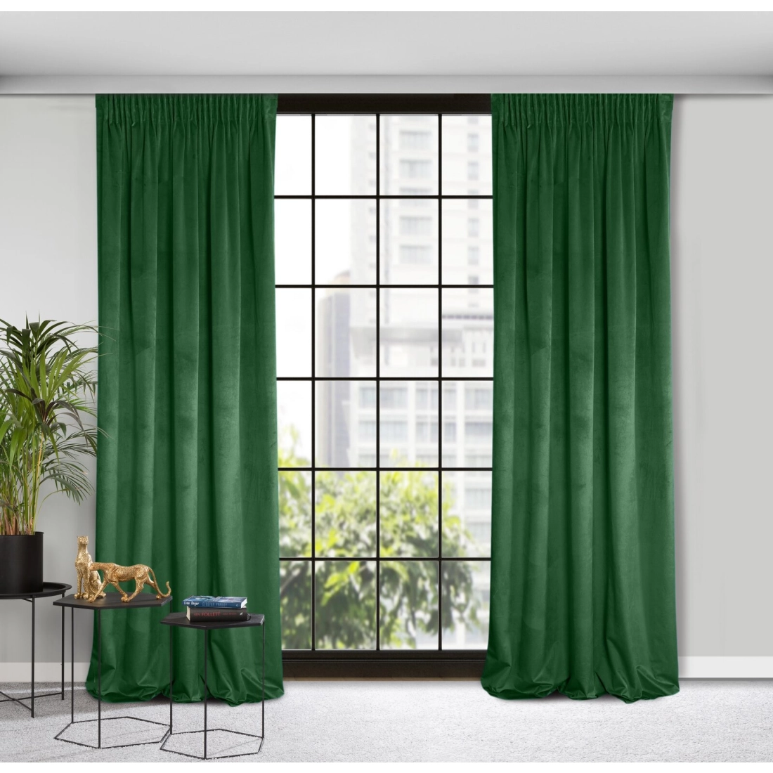 Záves 140x270 cm zamatový tmavozelený na riasiacu pásku ROSA Design 91