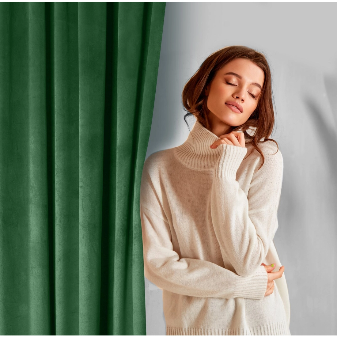 Záves 140x270 cm zamatový tmavozelený na riasiacu pásku ROSA Design 91