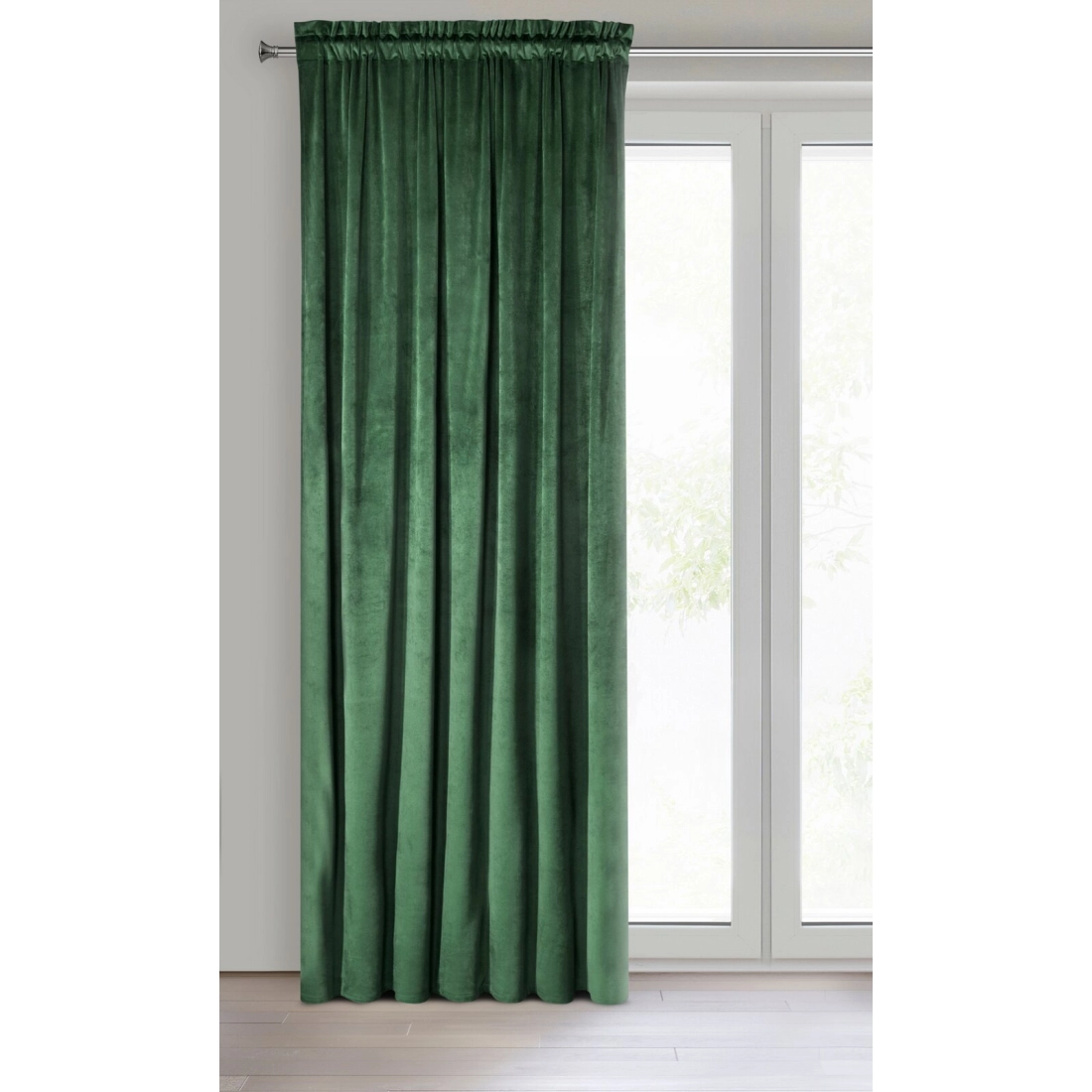 Záves 140x270 cm zamatový tmavozelený na riasiacu pásku ROSA Design 91