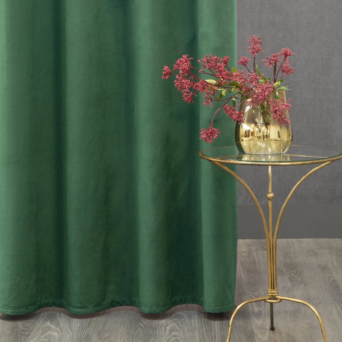 Záves 140x270 cm zamatový tmavozelený na riasiacu pásku ROSA Design 91