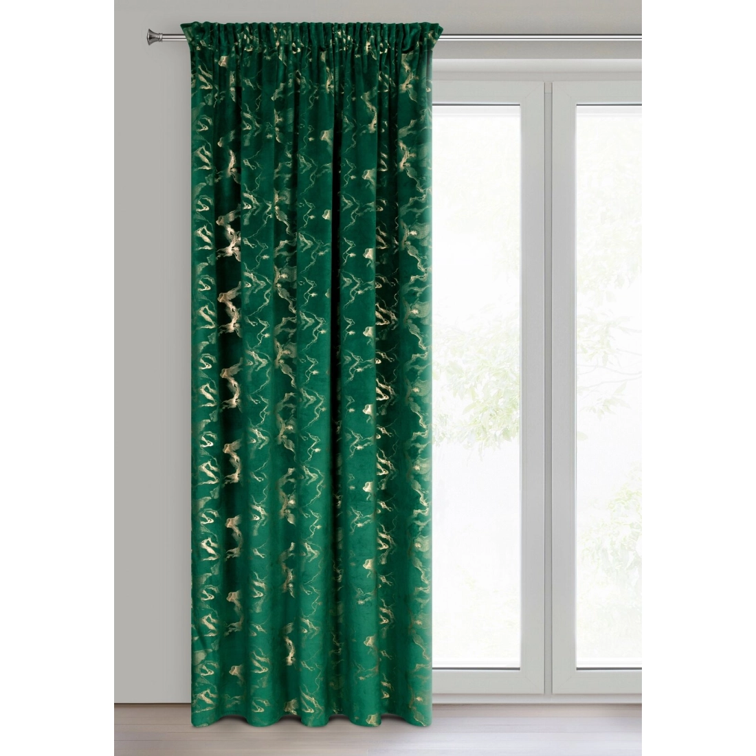 Záves 140x270 cm zamatový tmavozelený šampanský na riasiacu pásku RAJA