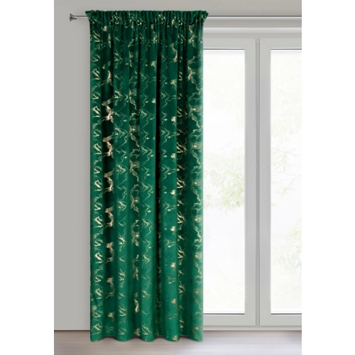 Záves 140x270 cm zamatový tmavozelený šampanský na riasiacu pásku RAJA
